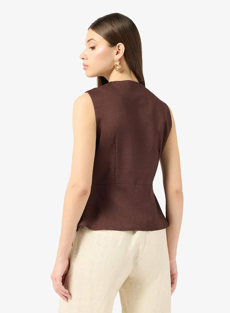 ايلا Button Down Vest Top